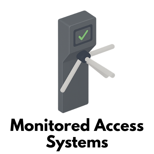Isometric icon of a turnstile with a green checkmark on the display.
