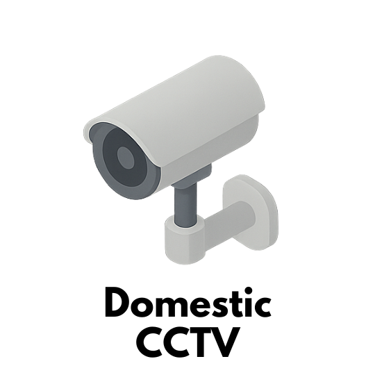 Isometric icon of a wall-mounted bullet CCTV camera.